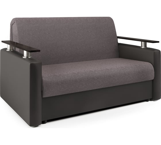 Изображение товара Диван-кровать Шарм 100 рогожка латте и экокожа шоколад 33070308