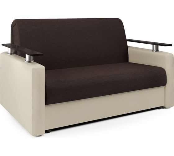 Изображение товара Диван-кровать Шарм 100 рогожка шоколад и экокожа беж 33070309