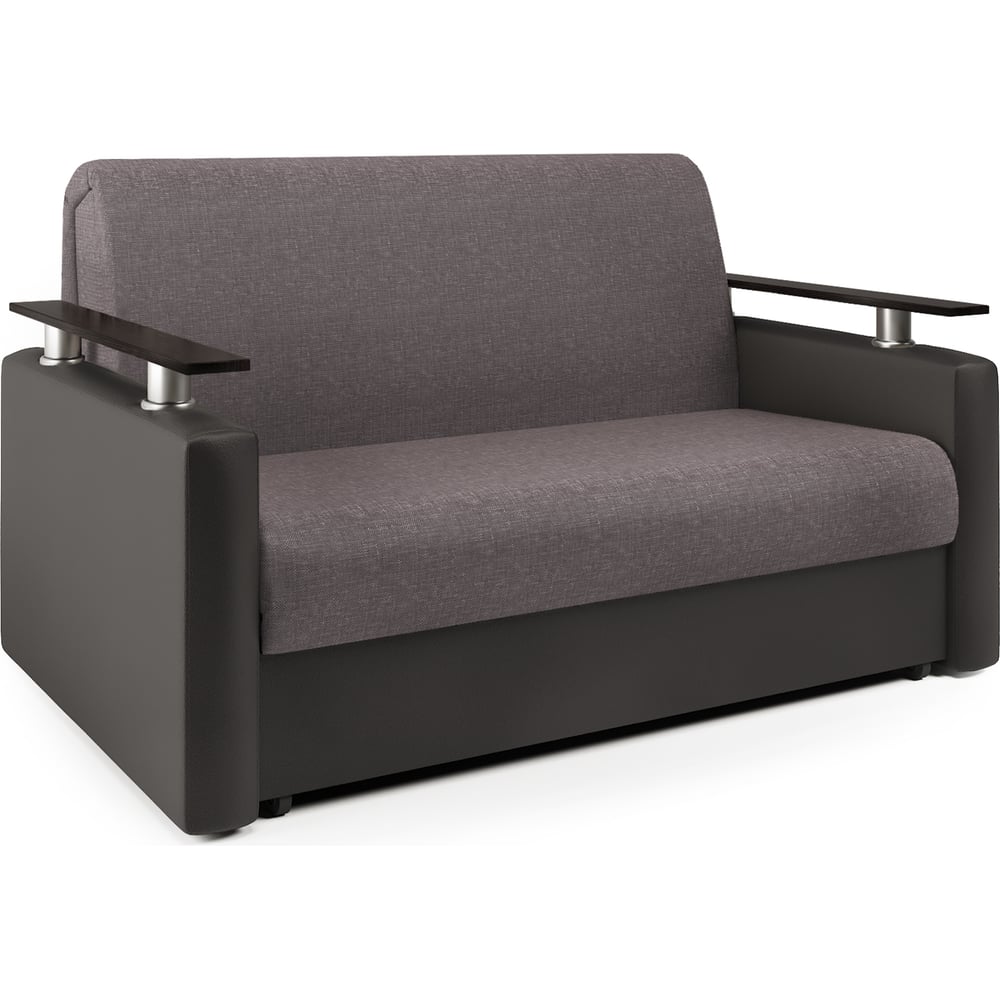 Изображение товара Диван-кровать Шарм 140 рогожка экокожа латте шоколад современный стиль