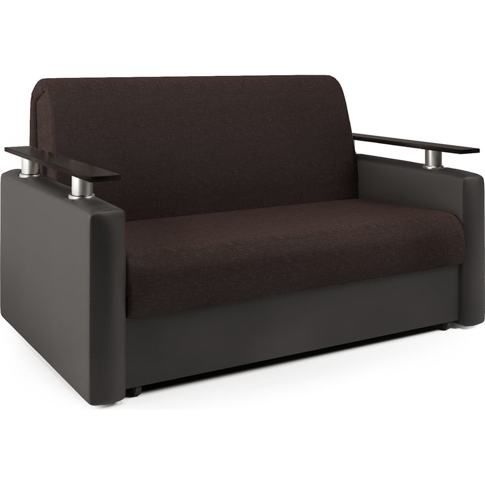 Изображение товара Диван-кровать Шарм 120 рогожка и экокожа шоколад 33070332