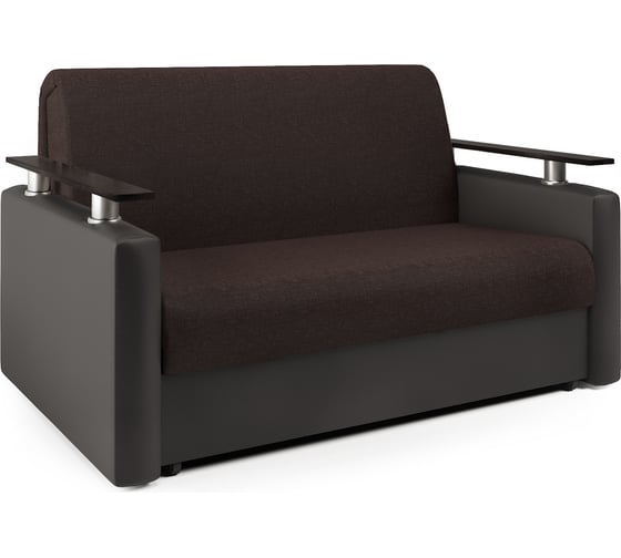 Изображение товара Диван-кровать Шарм 140 рогожка шоколад и экокожа шоколад 33070354