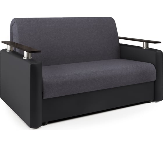 Изображение товара Диван-кровать Шарм 120 серая рогожка и черная экокожа 33070343