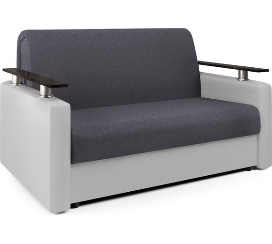 Изображение товара Диван-кровать Шарм 120 серая рогожка и экокожа белая 33070333