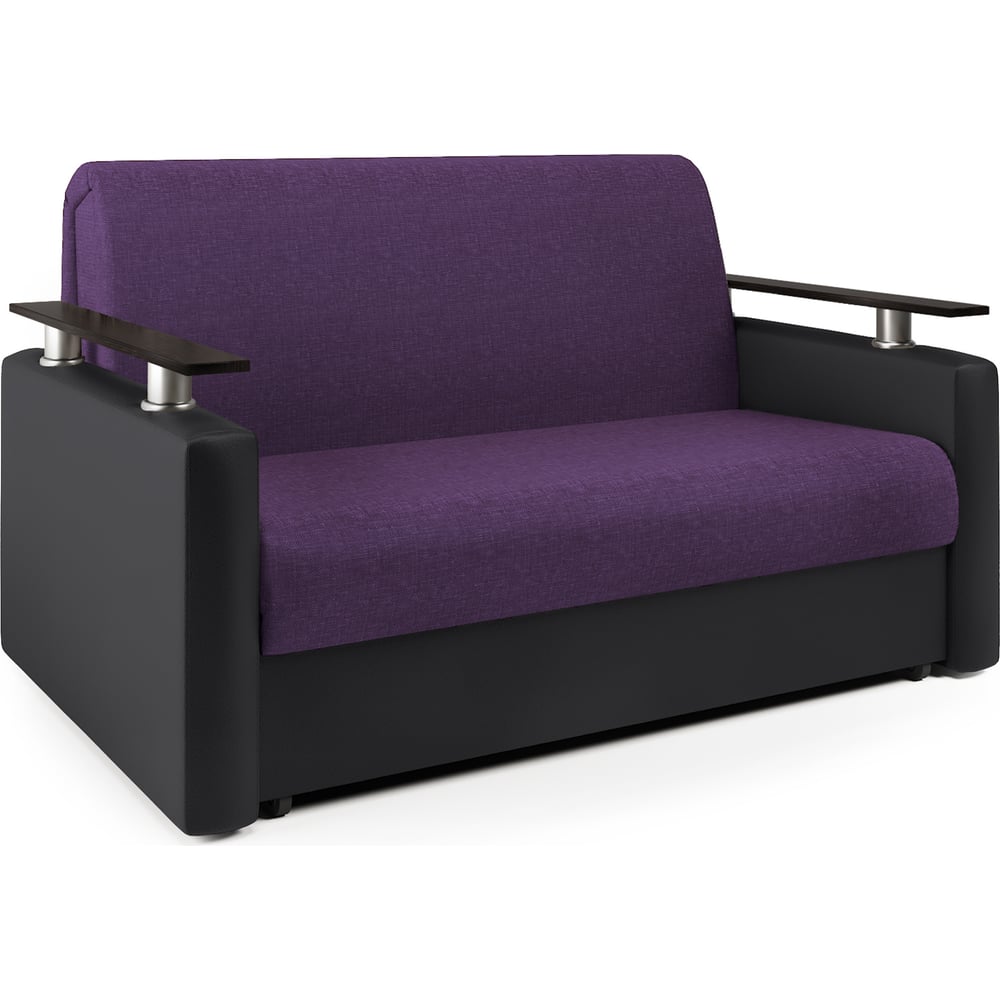 Изображение товара Диван-кровать Шарм 140 фиолетовая рогожка и экокожа современный механизм аккордеон