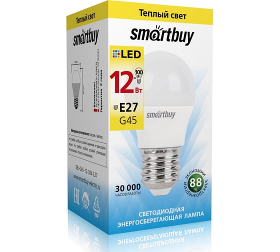 Изображение товара Лампа Smartbuy LED SBL-G45-12-30K-E27