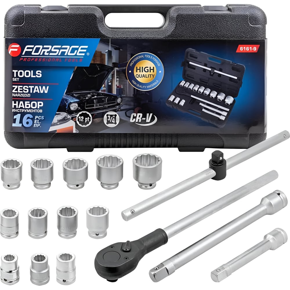 Изображение товара Набор инструментов Forsage 16 предметов F-6161-9(4651) профессиональный кейс