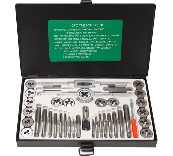 Изображение товара Набор метчиков и плашек метрический Rockforce 40 предметов RF-M040-1(10459)