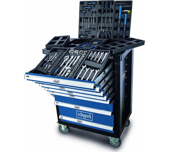 Изображение товара Тележка инструментальная 7-и полочная с набором инструментов Scheppach 70 предметов Sch-TW1100(60022)