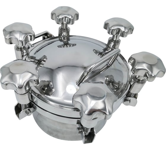 Изображение товара Люк круглый ТПК «Московия» DN500x100 мм, давление до 5 бар, уплотнение силикон, AISI304, 10 ручек ЛК-500сил