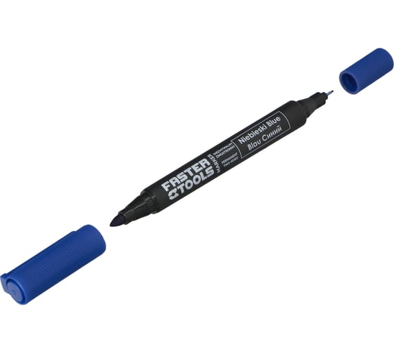 Изображение товара Маркер двусторонний перманентный FASTER TOOLS круглый, синий FT354-23