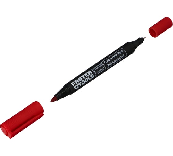 Изображение товара Маркер двусторонний перманентный FASTER TOOLS круглый, красный FT354-21