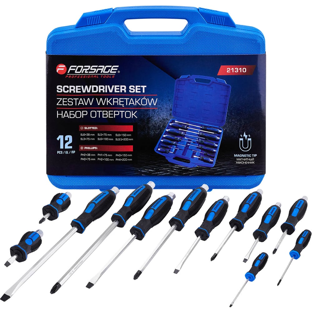 Изображение товара Набор силовых магнитных отверток Forsage 12 предметов