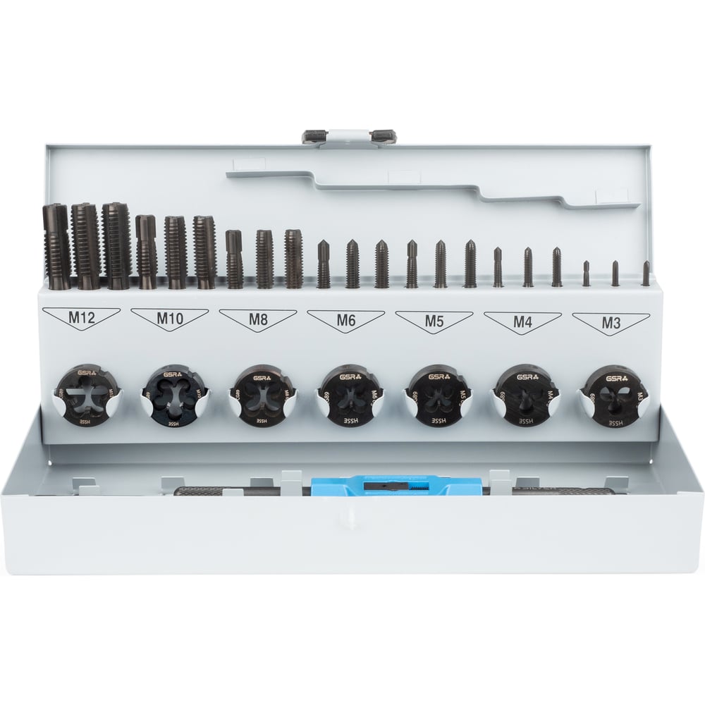 Изображение товара Набор метчиков и плашек GSR DIN 352 25х9 M3-M12 HSSE VAP 32 предмета