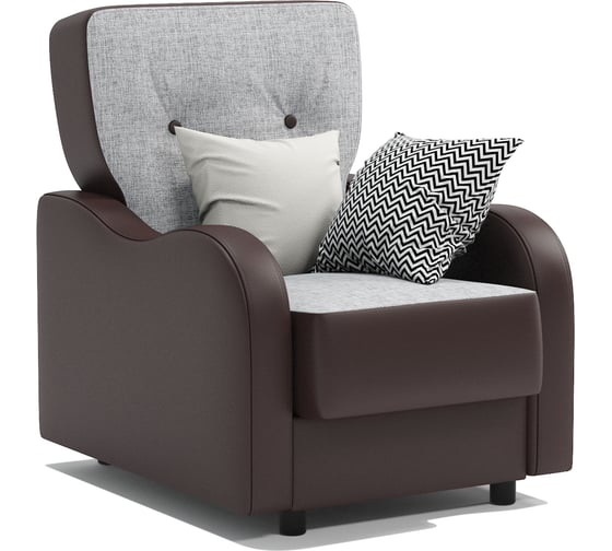 Изображение товара Кресло для отдыха Шарм Классика В серый шенилл и экокожа, шоколад 170522364