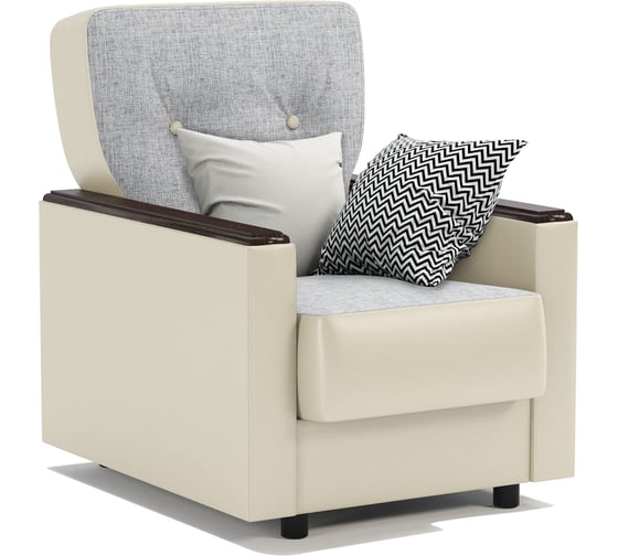 Изображение товара Кресло для отдыха Шарм Классика Д серый шенилл и экокожа, бежевый 170522352