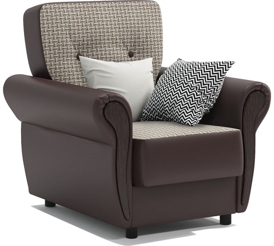 Изображение товара Кресло для отдыха Шарм Классика М Корфу бежевый и экокожа, шоколад 170522359