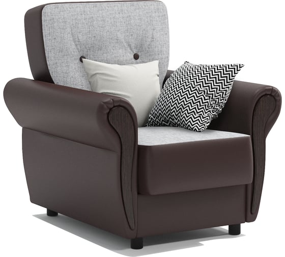 Изображение товара Кресло для отдыха Шарм Классика М серый шенилл и экокожа, шоколад 170522360