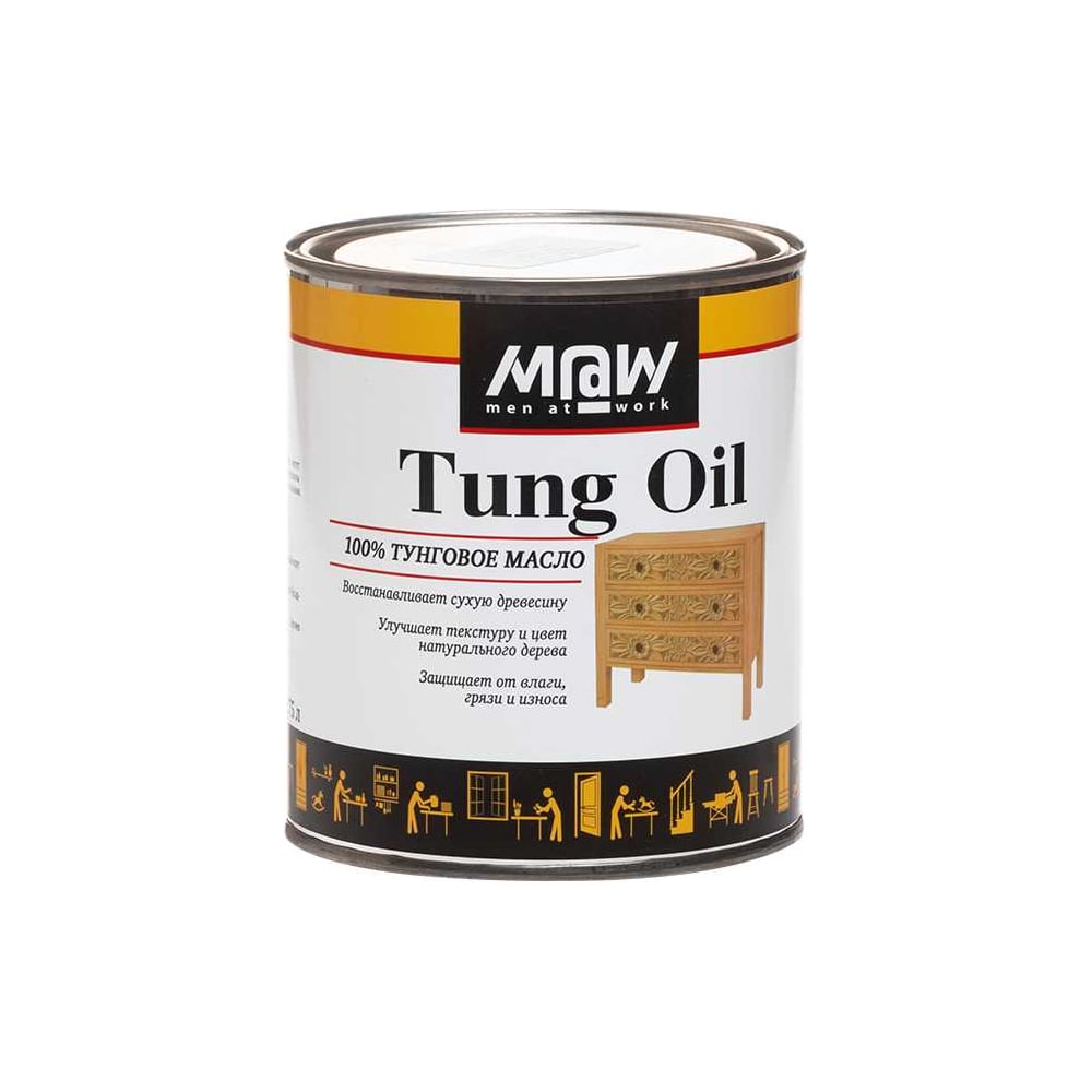 Изображение товара Тунговое масло Men at Work 0,75 л для пропитки и защиты древесины