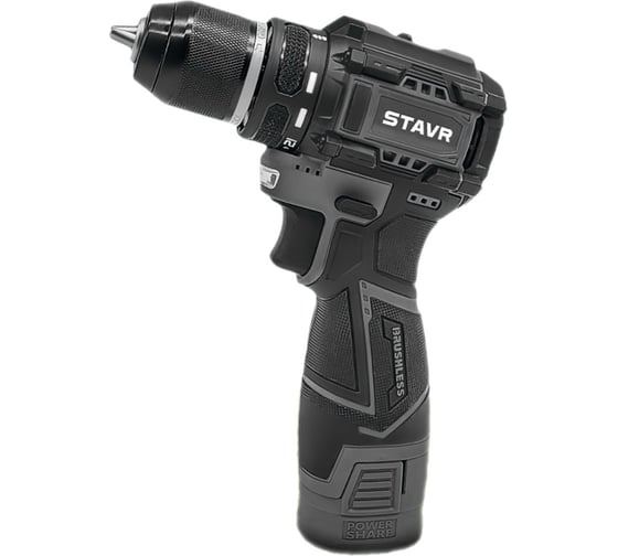 Изображение товара Аккумуляторная дрель-шуруповерт Ставр 12V, BL, 32/14 Нм, Stavr SDD 12BL-2K, БЗП 10мм металл, 0-400/1450 об/мин 9020100403