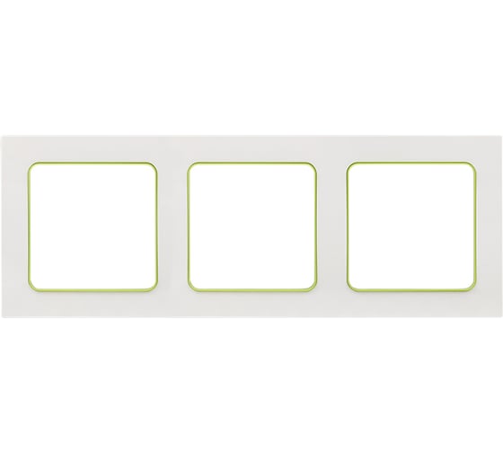 Изображение товара 3-местная рамка EKF PROxima Стокгольм, белая с линией цвета зеленый EAM-G-302-10