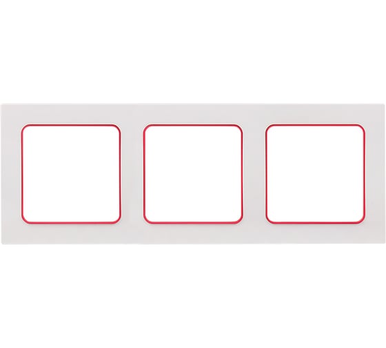 Изображение товара 3-местная рамка EKF PROxima Стокгольм, белая с линией цвета красный EAM-G-304-10