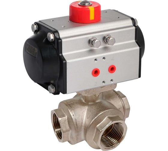 Изображение товара Кран шаровой Архимед L-порт, ENOLGAS BALL-O-MATIC, с пневмоприводом AE1071L-025.DA