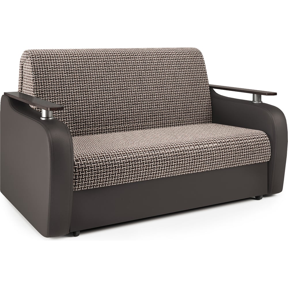 Изображение товара Диван аккордеон Шарм Гранд Д 120 коричневый с экокожей и рогожкой