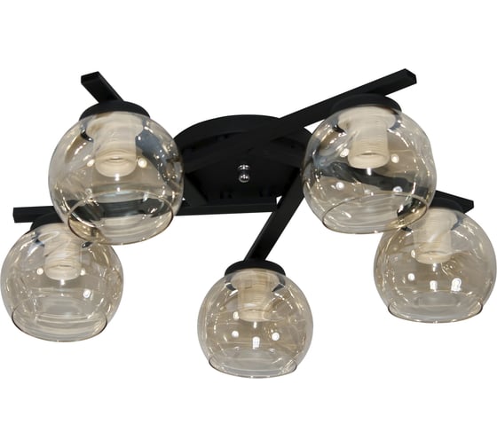 Изображение товара Светильник потолочный ЭЛЕТЕХ Альфа 151 черн. (Плафон 8425) НПБ 01-5x60-151 Е27 1005405389