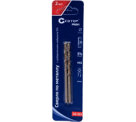 Изображение товара Сверло по металлу с кобальтом (2 шт; 3.1х36х65 мм) CUTOP 48-363