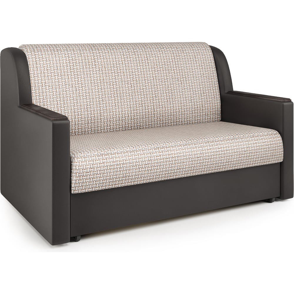 Изображение товара Диван-кровать Шарм Аккорд Д 120 Корфу беж и экокожа шоколад стильный современный