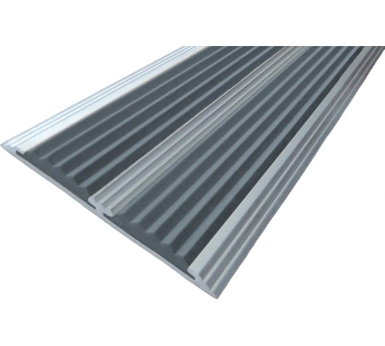 Изображение товара Двойная противоскользящая алюминиевая полоса ООО Элитпроф ECO 70 мм, с серой вставкой, 3 м АНСП 70 С 300 ECO