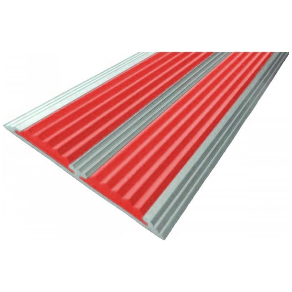 Изображение товара Двойная противоскользящая алюминиевая полоса ECO 70 мм 3 м с красной вставкой