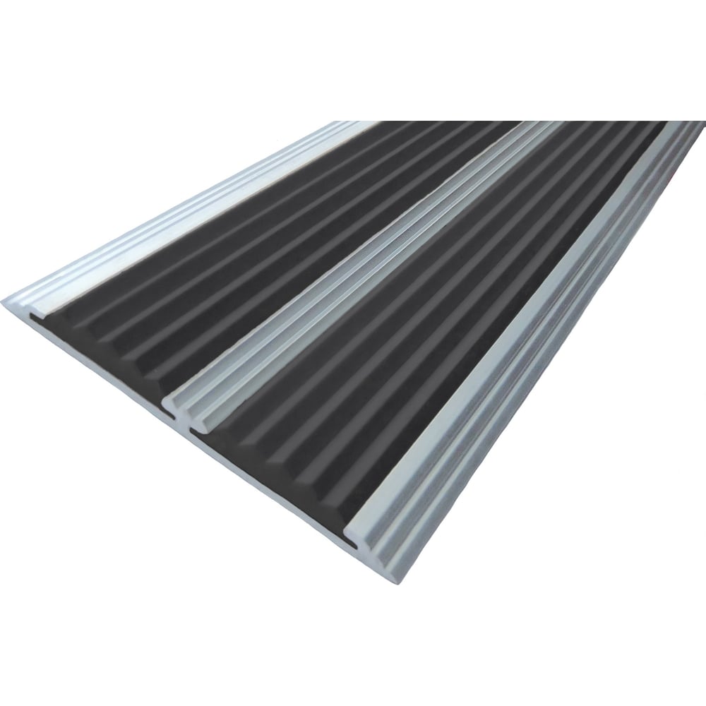 Изображение товара Двойная противоскользящая алюминиевая полоса 70 мм 3 м Элитпроф ECO черная вставка