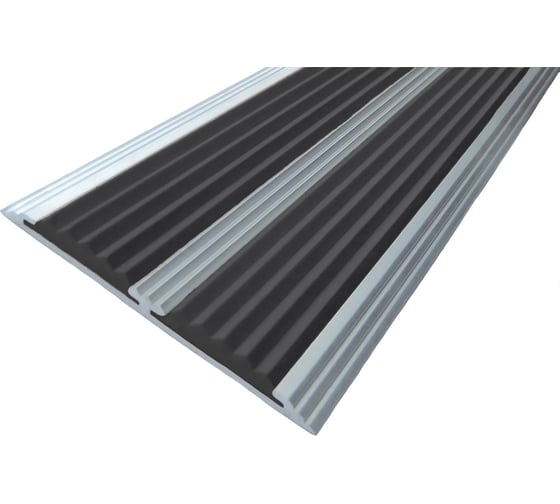 Изображение товара Двойная противоскользящая алюминиевая полоса ООО Элитпроф ECO 70 мм, с черной вставкой, 3 м АНСП 70 Ч 300 ECO