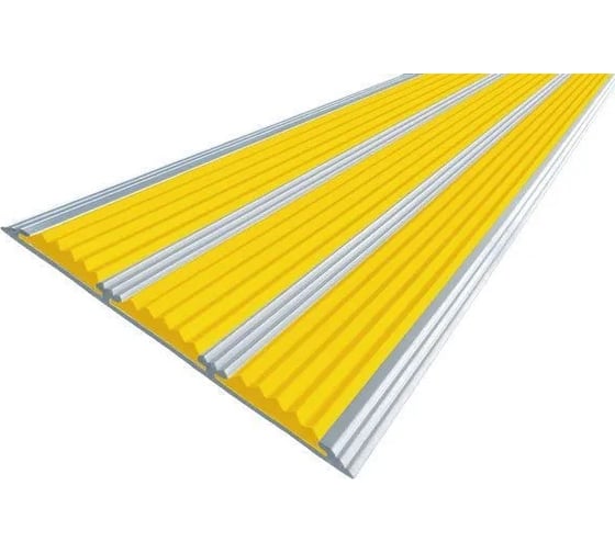 Изображение товара Тройная противоскользящая алюминиевая полоса ООО Элитпроф ECO 100 мм, с желтой вставкой, 3 м АНСП 100 С 300 РЖ