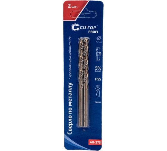 Изображение товара Сверло по металлу с кобальтом (2 шт; 4.1х43х75 мм) CUTOP 48-373