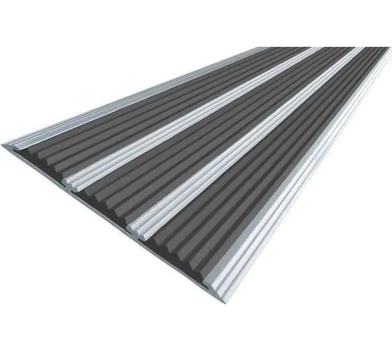 Изображение товара Тройная противоскользящая алюминиевая полоса ООО Элитпроф ECO 100 мм, с черной вставкой, 2,7 м АНСП 100 С 270 РЧ