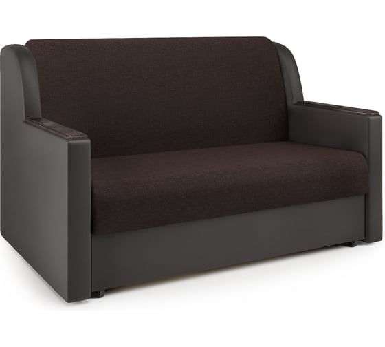 Изображение товара Диван-кровать Шарм Аккорд Д 120 рогожка шоколад и экокожа шоколад 33070051