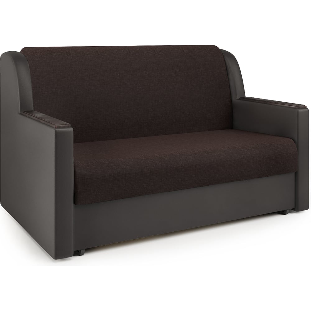 Изображение товара Диван-кровать Шарм Аккорд Д 140 рогожка и экокожа шоколад