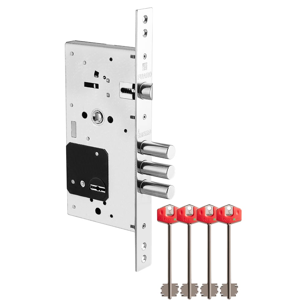 Изображение товара Врезной сувальдный замок FUARO TERMO MDV25/S-60.85.3R16 с 4 ключами