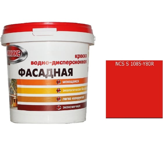 Изображение товара Краска Эммикс ВД для нар/работ моющаяся S 1085 Y 80 R (вед 4,5 л/6,3 кг) 4690417121403