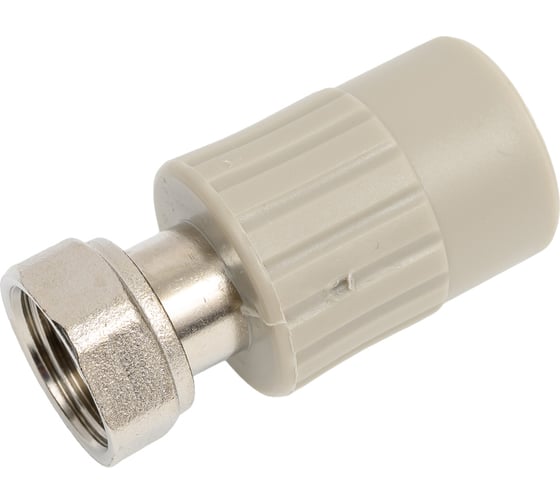 Изображение товара Муфта RTP с накидной гайкой на металлическом штуцере, внутренняя резьба, D20х1/2 мм, серая 15914