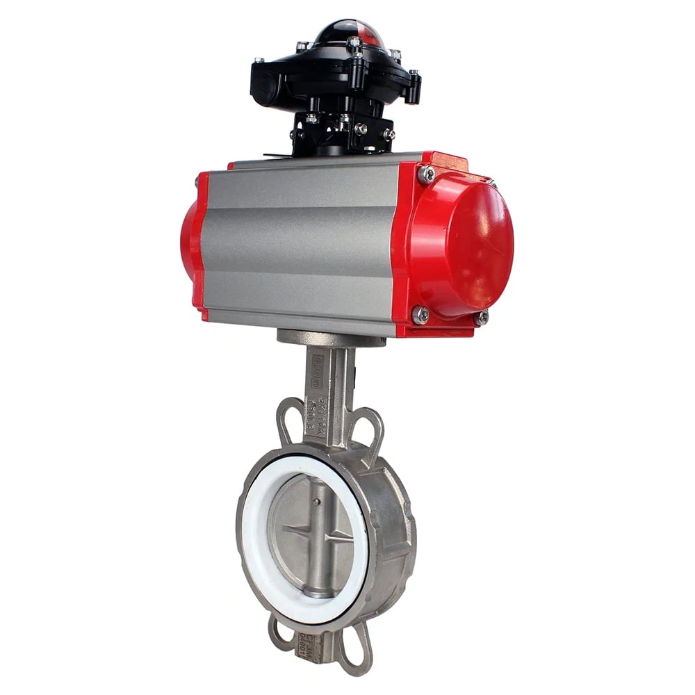 Изображение товара Затвор DN.ru 316L-316L-PTFE Ду150 Ру16 с пневмоприводом