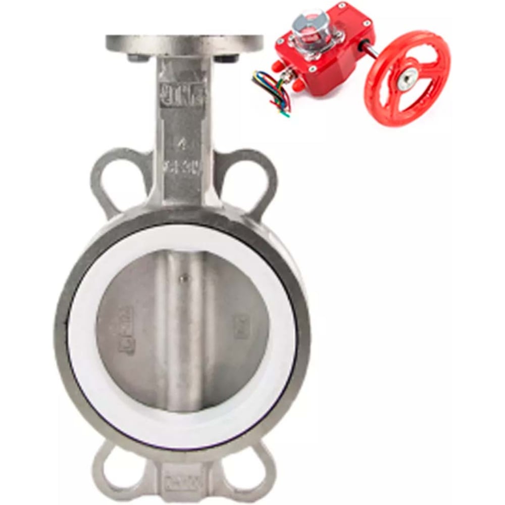 Изображение товара Затвор DN.ru 316L-316L-PTFE Ду80 Ру16 с редуктором HGBF-1 D050-12176