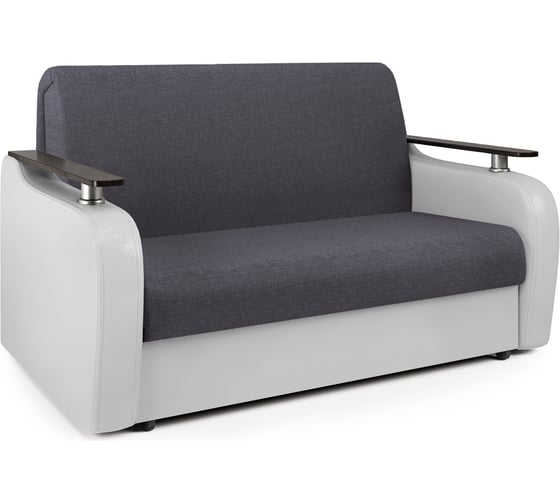 Изображение товара Диван аккордеон Шарм Гранд Д 120 серая рогожка и экокожа белая 33070401