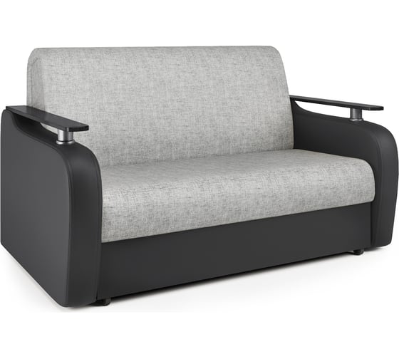 Изображение товара Диван аккордеон Шарм Гранд Д 120 экокожа черная и серый шенилл 33070405