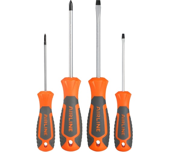 Изображение товара Набор отвёрток Airline SL3x75 мм, SL5x100 мм, PH0x75 мм, PH1x100 мм, блистер, 4 предмета ATAU036