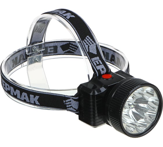 Изображение товара Фонарь ЕРМАК налобный аккумуляторный 8 ярк.+ 0,5 Вт LED, вилка 220В, 8,8x7,4х8,5см 328-047