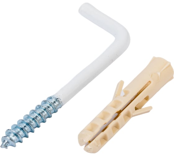 Изображение товара Крюк-шуруп ЕВРОПАРТНЕР L-обр. бел. d3,8хL40 мм 2 шт. 13 6303 1