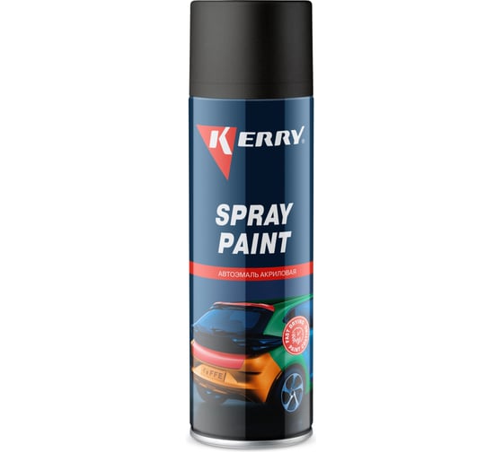 Изображение товара Эмаль акриловая автомобильная матовая KERRY чёрная 601 RAL 9005 650 мл KR-612